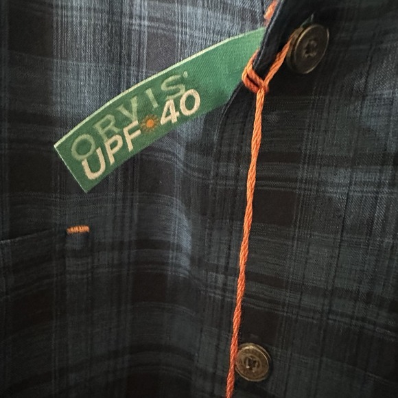 Orvis Active‎ Fit Shirt Men 2XL Long Sleeve Blue Plaid Button Down UPF 40  NWT - Picture 6 of 8